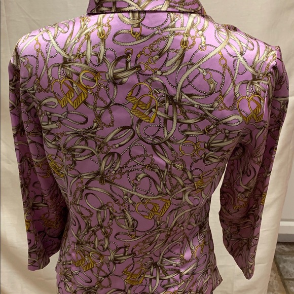 Purple 100% Silk Horsebit Blouse - Picture 2 of 4